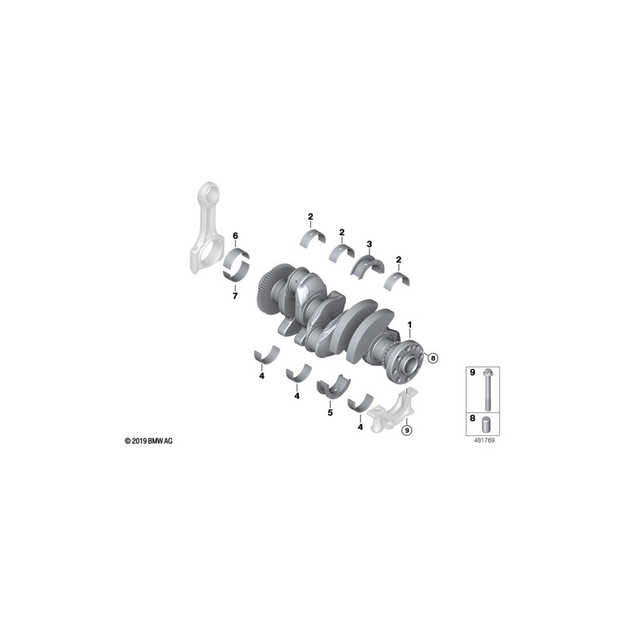 Genuine BMW 11217635669 F48 F39 Guide-Bearing Shell Green 45,00MM  (Inc. One, X1 18i & 218i) | ML Performance UK Car Parts