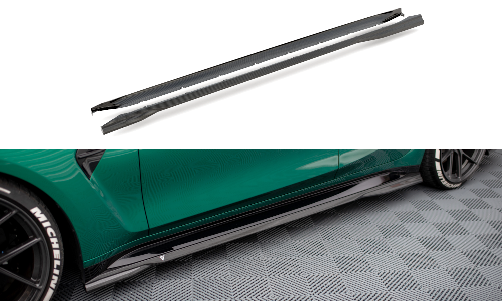 MAXTON DESIGN CF-BM-3-G80-M-SD1-245-P CARBON FIBER SIDE SKIRTS BMW M3 G80 | ML Performance