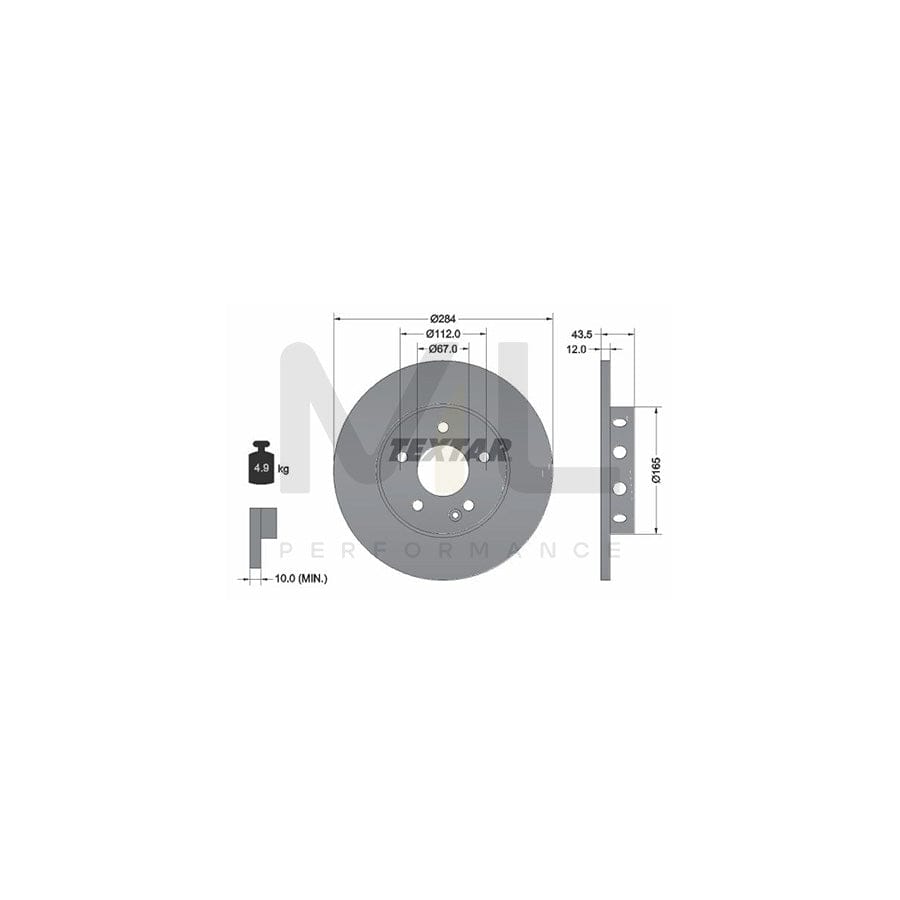 TEXTAR 92059300 Brake Disc suitable for MERCEDES-BENZ C-Class Saloon (W202) Solid, without wheel hub, without wheel studs | ML Performance Car Parts