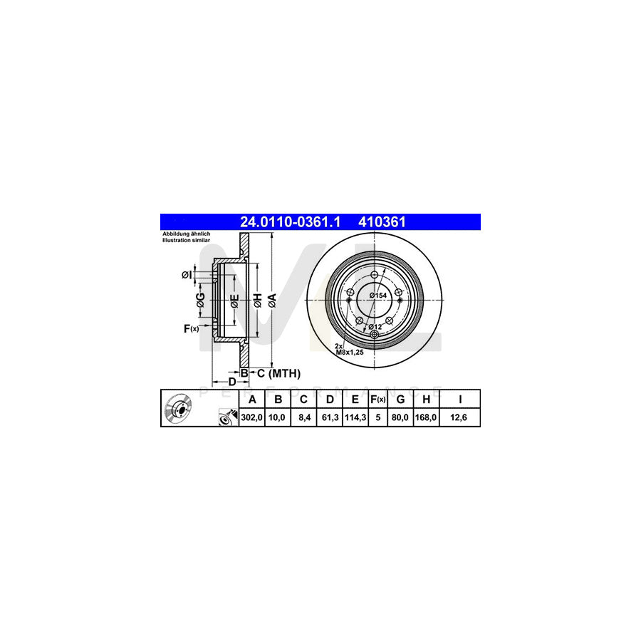 ATE 24.0110-0361.1 Brake Disc Solid, Coated | ML Performance Car Parts