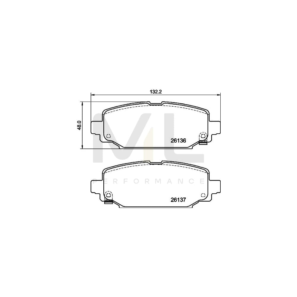 Hella 8DB 355 040-251 Brake Pad Set For Jeep Wrangler Iv (Jl) With Acoustic Wear Warning, With Accessories | ML Performance Car Parts