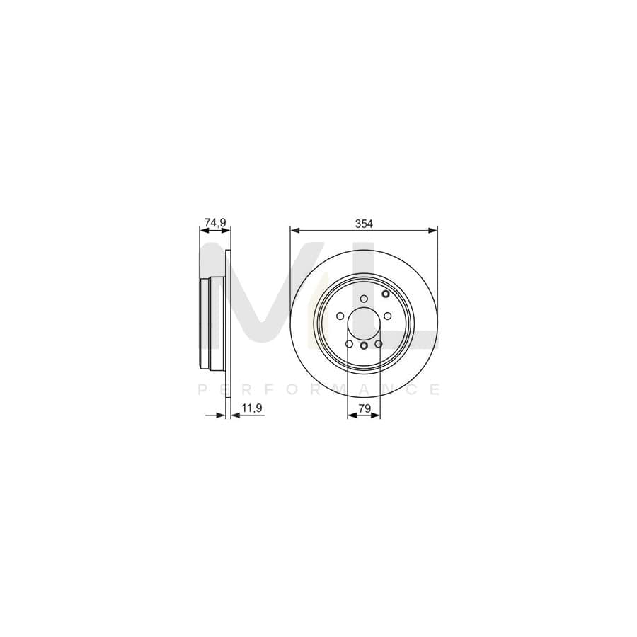 BOSCH 0 986 479 612 Brake Disc for LAND ROVER Range Rover III (L322) Solid, Coated | ML Performance Car Parts