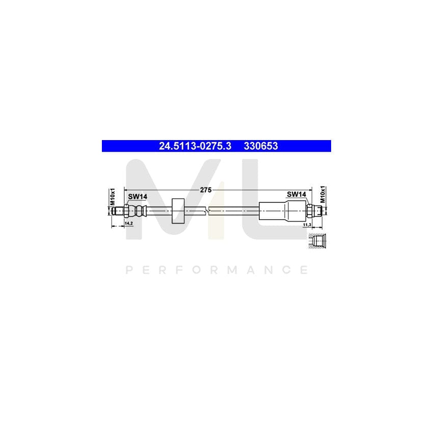 ATE 24.5113-0275.3 Brake Hose for BMW 5 Touring (E39) 275mm, M10x1 | ML Performance Car Parts