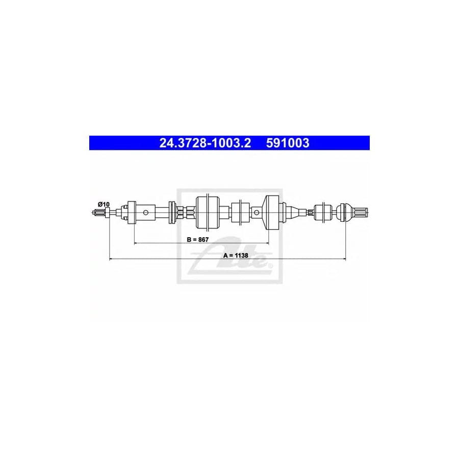 ATE 24.3728-1003.2 Clutch Cable For Renault 21