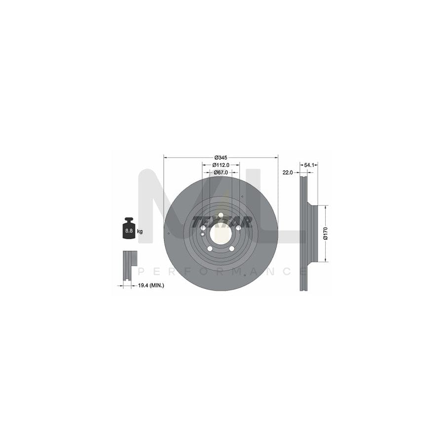 TEXTAR 92307005 Brake Disc Internally Vented, Coated, High-carbon, without wheel hub, without wheel studs | ML Performance Car Parts