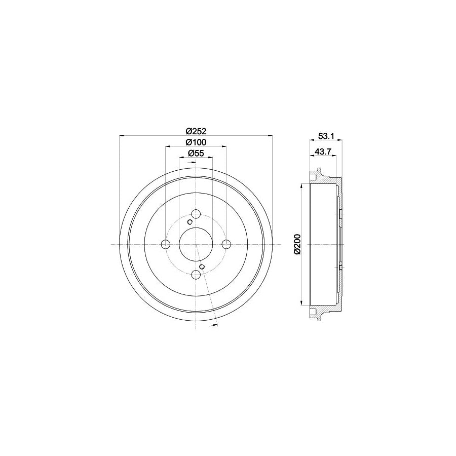 Hella 8DT 355 301-901 Brake Drum