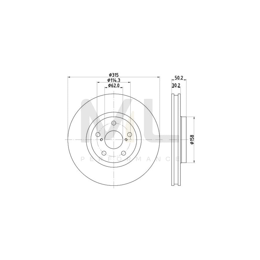 HELLA PRO 8DD 355 122-241 Brake Disc for LEXUS LS III (XF30) Internally Vented, Coated, without wheel hub, without wheel studs | ML Performance Car Parts