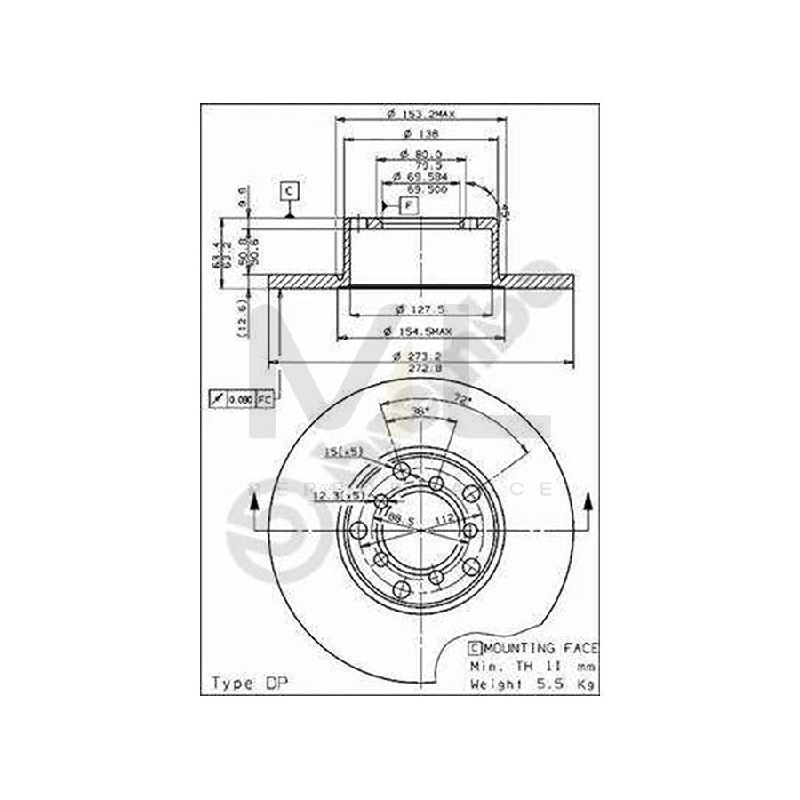 BREMBO 08.1511.10 Brake Disc Solid | ML Performance Car Parts