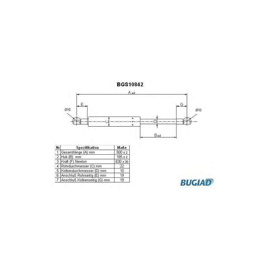 Bugiad BGS10842 Tailgate Strut For Mitsubishi Space Wagon Iii (N5)