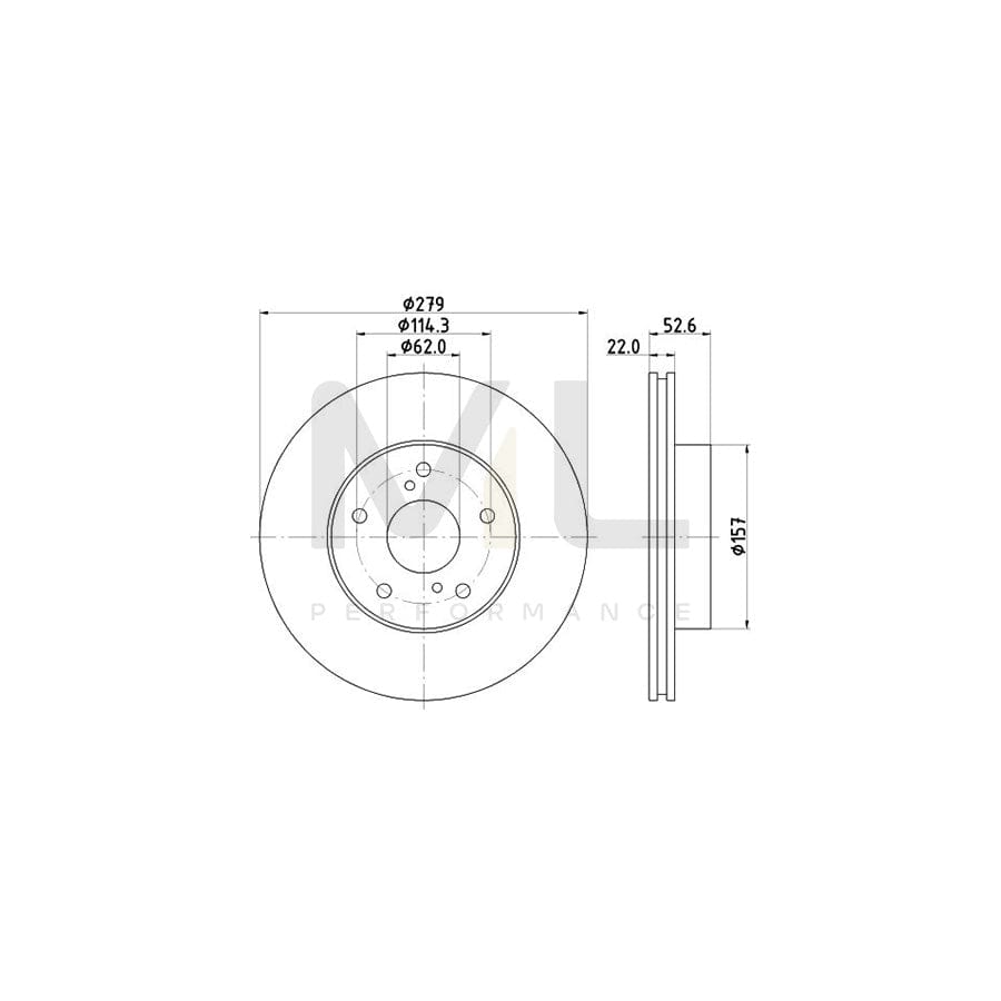 HELLA 8DD 355 105-251 Brake Disc Internally Vented, without wheel hub, without wheel studs | ML Performance Car Parts