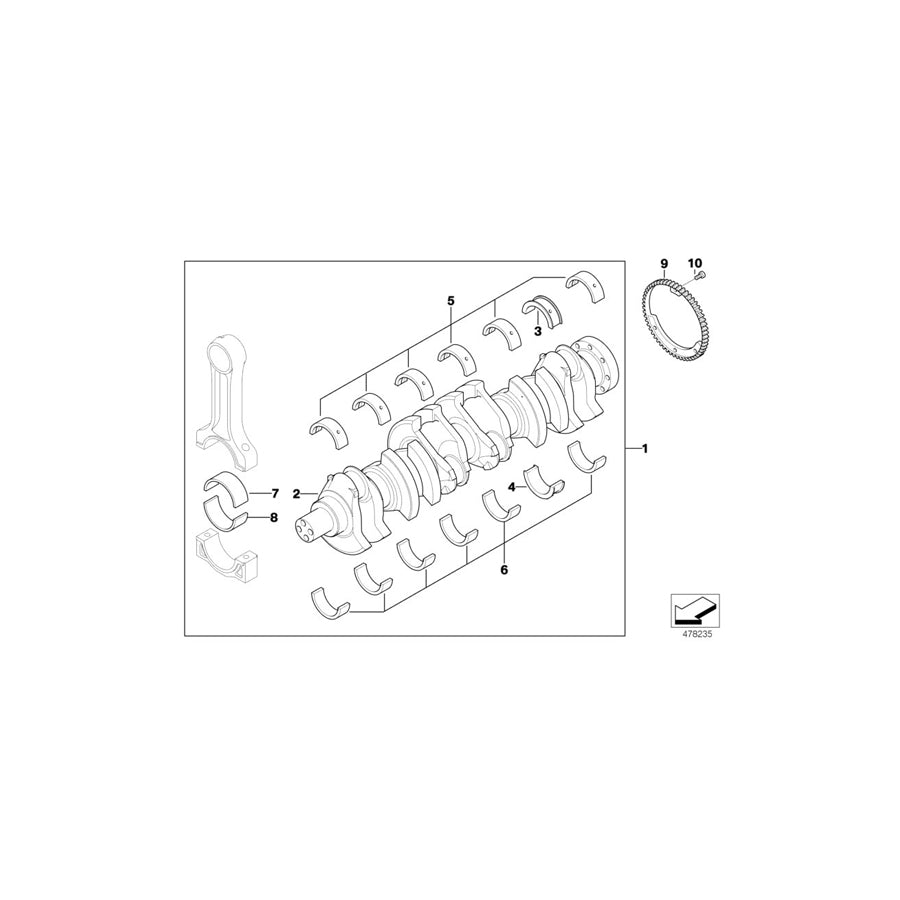 Genuine BMW 11217785741 E39 At-Crankshaft With Bearing Shells (Inc. 525d) | ML Performance UK Car Parts