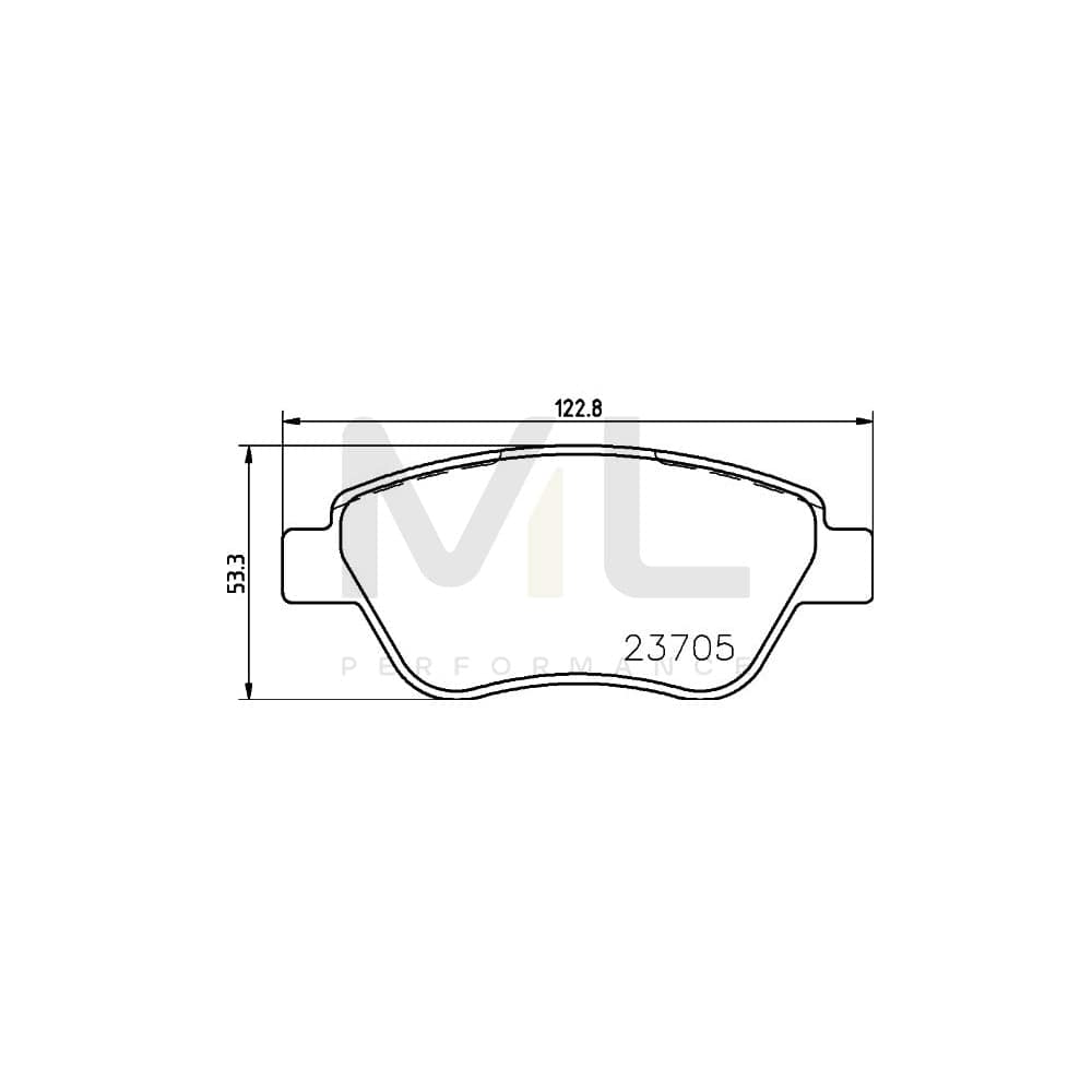 Hella 8DB 355 011-871 Brake Pad Set Not Prepared For Wear Indicator, With Brake Caliper Screws, With Accessories | ML Performance Car Parts