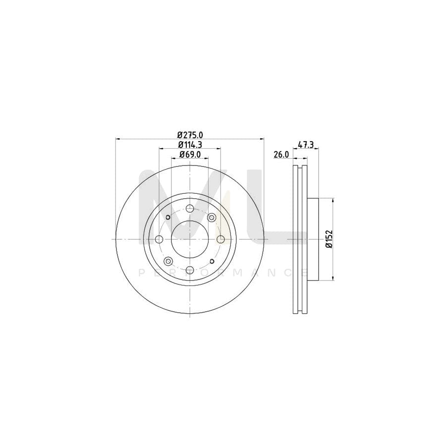 HELLA 8DD 355 111-781 Brake Disc for KIA CERATO Internally Vented, without wheel hub, without wheel studs | ML Performance Car Parts