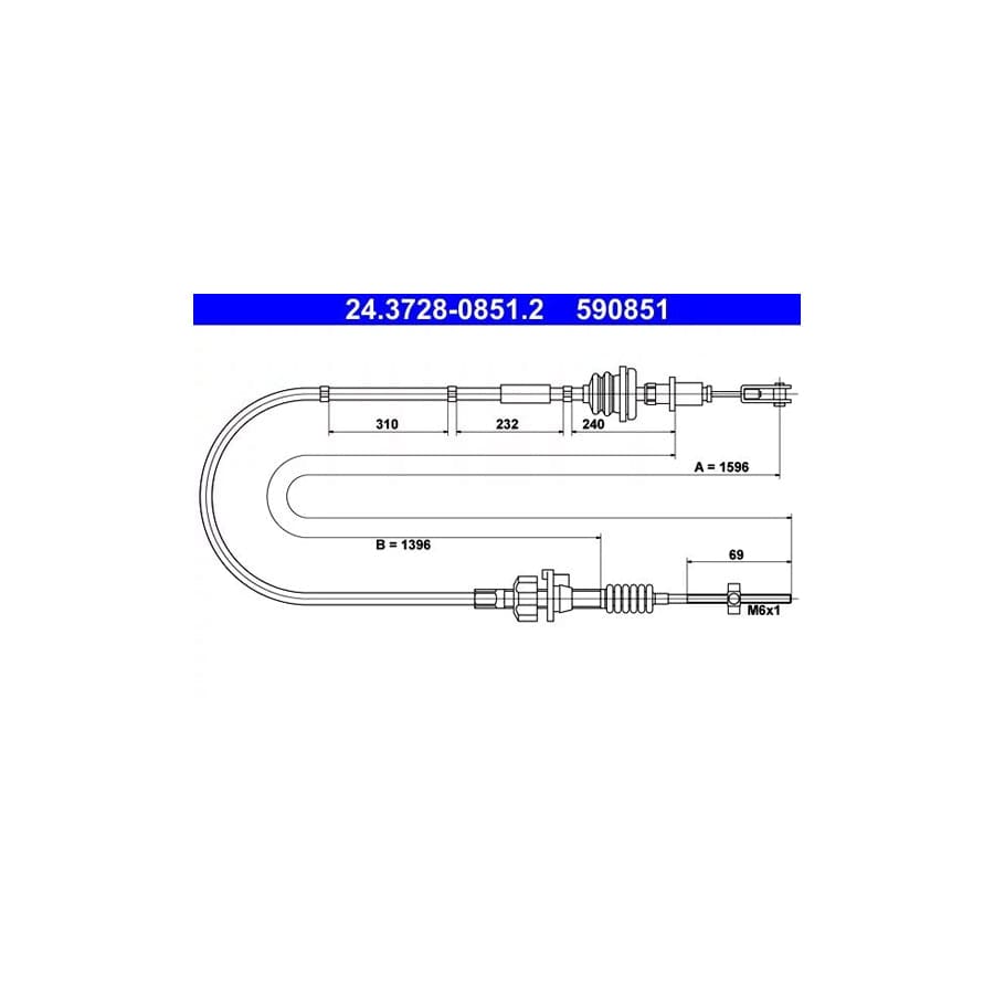 ATE 24.3728-0851.2 Clutch Cable