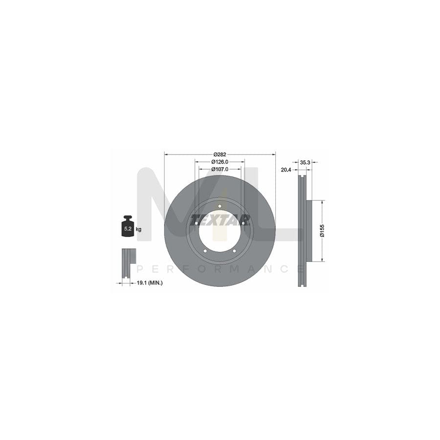 TEXTAR 92006100 Brake Disc Internally Vented, without wheel hub, without wheel studs | ML Performance Car Parts