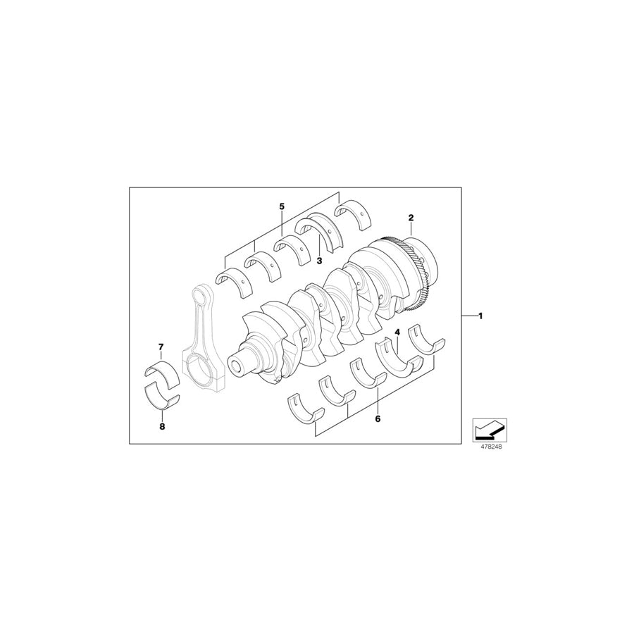 Genuine BMW 11217787750 E46 E53 E87 Guide-Bearing Shell Yellow 59,50MM(+0,50) (Inc. 535d, X5 3.0d & 330Cd) | ML Performance UK Car Parts