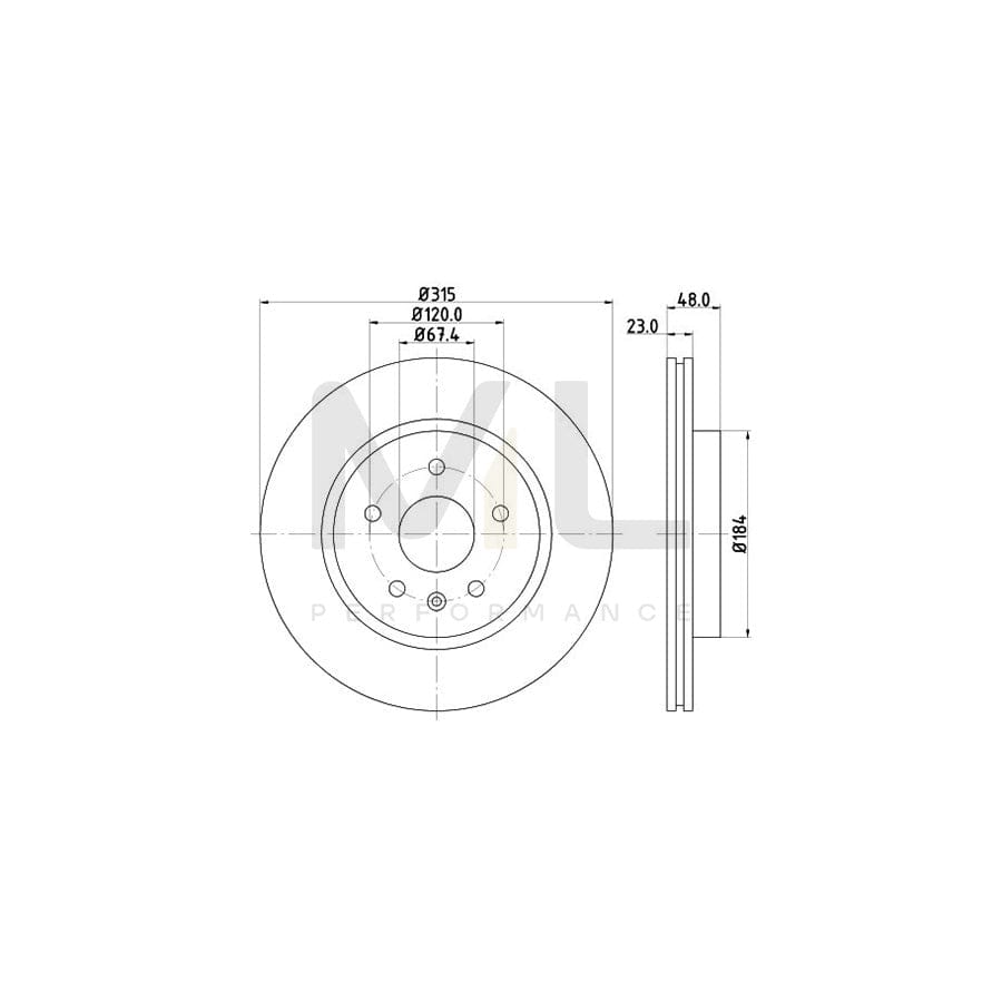 HELLA PRO High Carbon 8DD 355 129-101 Brake Disc Internally Vented, Coated, High-carbon, without wheel hub, without wheel studs | ML Performance Car Parts