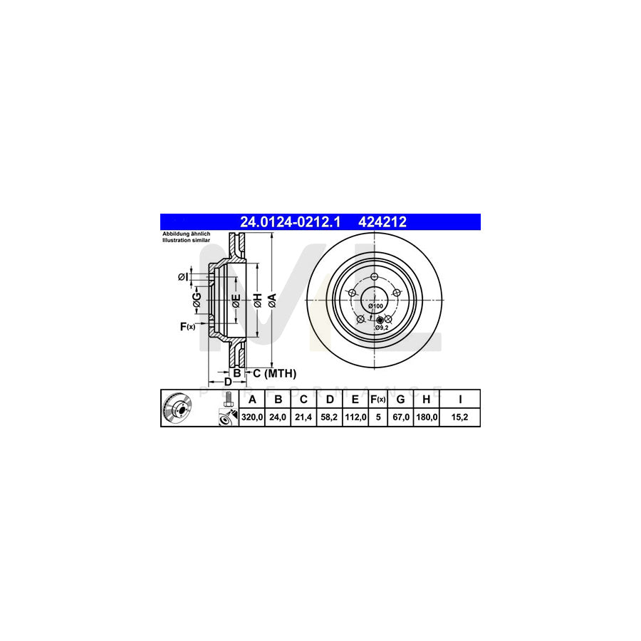 ATE 24.0124-0212.1 Brake Disc Vented, Coated, Alloyed / High-carbon, with bolts/screws | ML Performance Car Parts