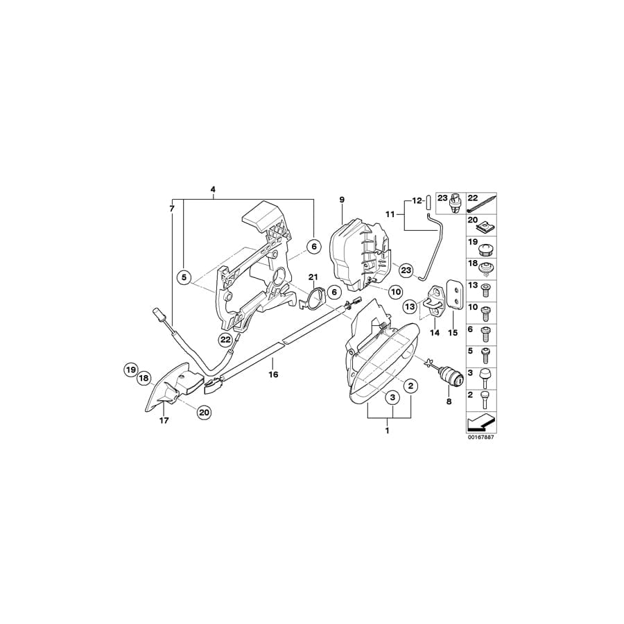 Genuine BMW 51217197319 E85 E86 Lock With Code, Left (Inc. Z4) | ML Performance UK Car Parts