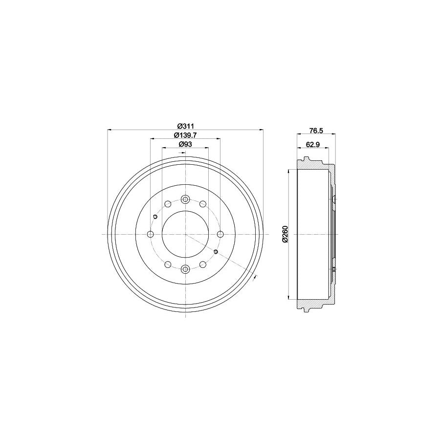 Hella 8DT 355 301-841 Brake Drum