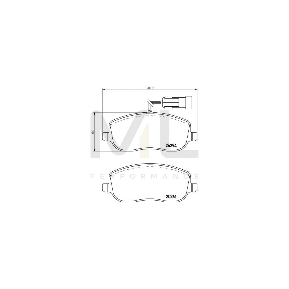 Hella 8DB 355 006-761 Brake Pad Set For Fiat Croma Ii Estate (194) With Integrated Wear Warning Contact | ML Performance Car Parts