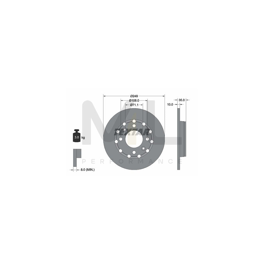 TEXTAR 92325803 Brake Disc Solid, Coated, without wheel hub, without wheel studs | ML Performance Car Parts