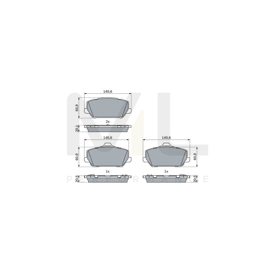 Bosch 0986424954 Brake Pad Set For Hyundai I30 With Anti-Squeak Plate, With Mounting Manual BP2572 | ML Performance Car Parts