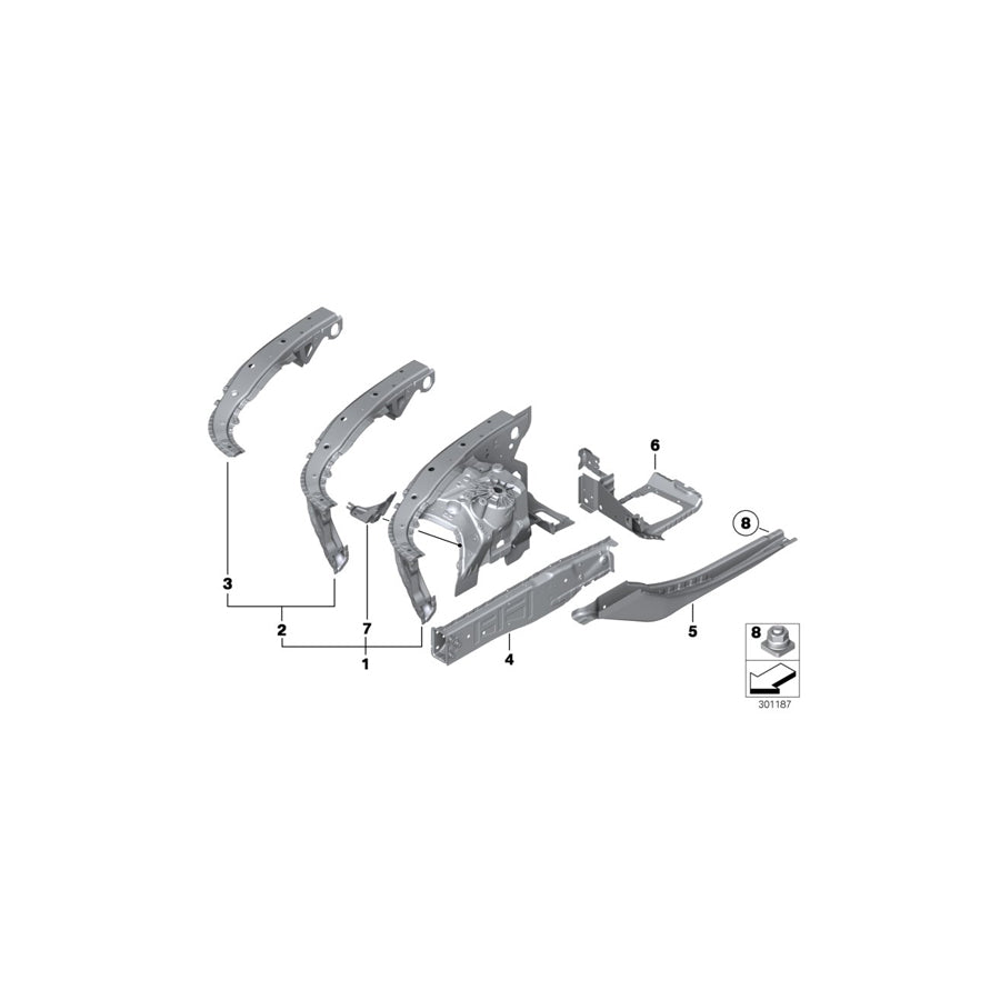 Genuine BMW 41217044670 F10 F12 F07 Molded Brace, Wheelhousing, Front Right (Inc. 750LiX 4.0, 528i & Alpina B7X) | ML Performance UK