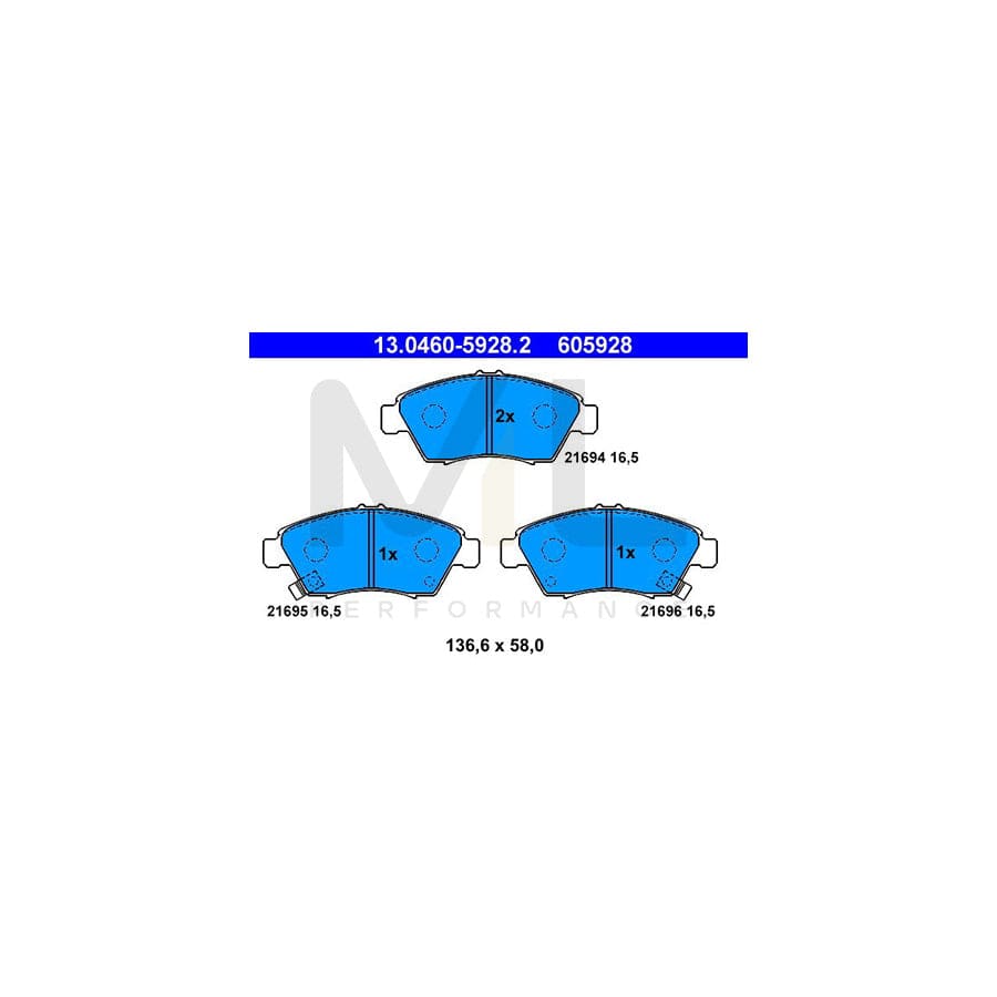 ATE 13.0460-5928.2 Brake pad set with acoustic wear warning | ML Performance Car Parts