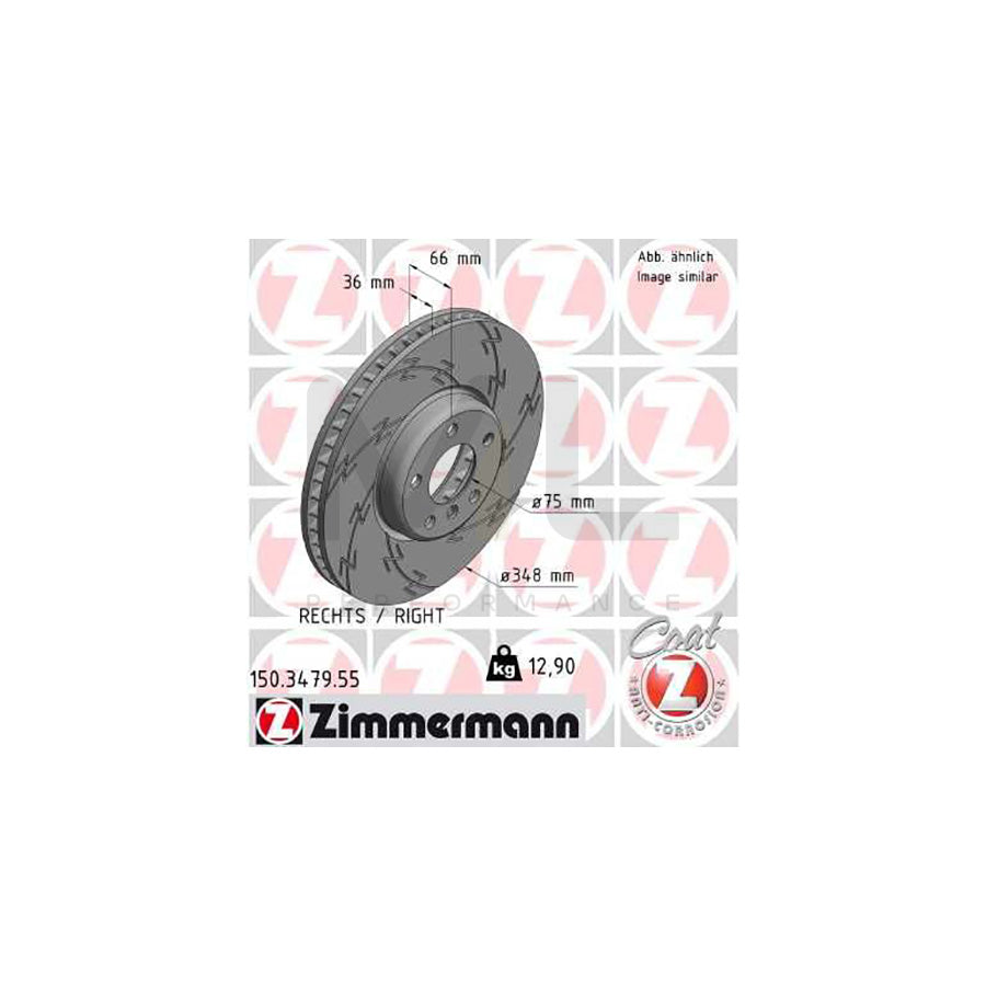 ZIMMERMANN BLACK Z 150.3479.55 Brake Disc Internally Vented, Slotted, Coated, High-carbon | ML Performance Car Parts