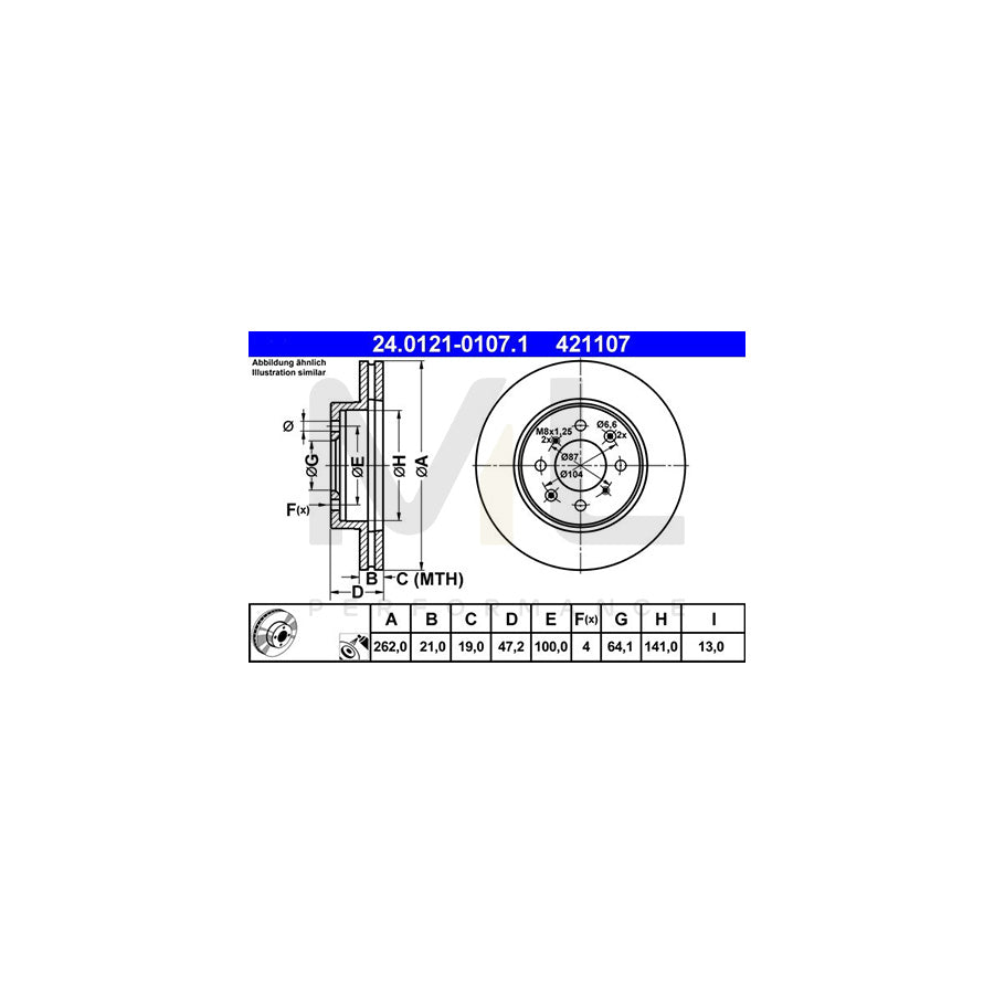 ATE 24.0121-0107.1 Brake Disc Vented, Coated | ML Performance Car Parts