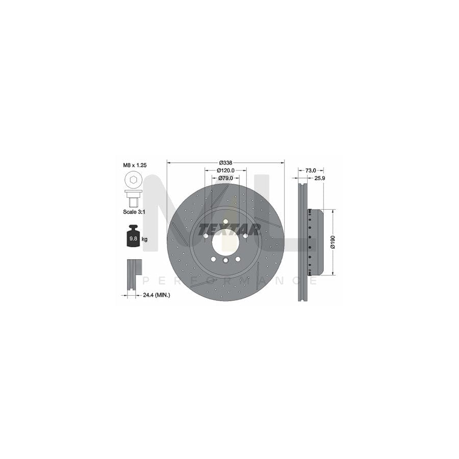 TEXTAR PRO+ 92266925 Brake Disc Internally Vented, Perforated, Slotted, Two-piece brake disc, Coated, High-carbon, with bolts/screws, without wheel hub, without wheel studs | ML Performance Car Parts