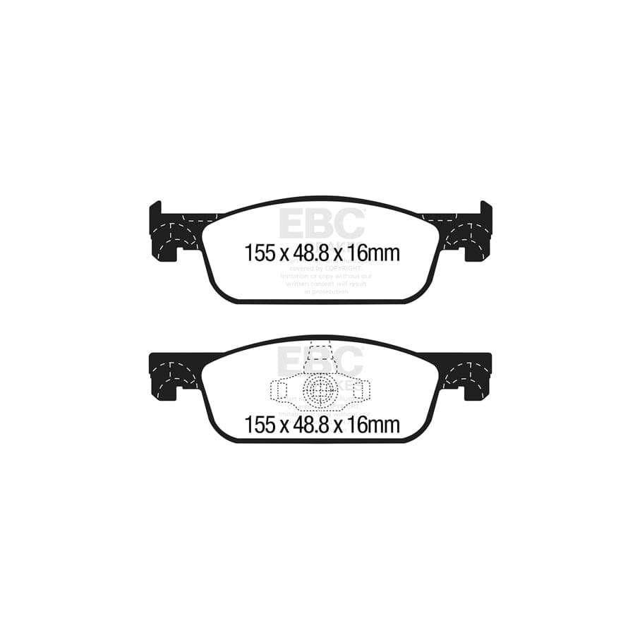 EBC PD01KF1746 Dacia Lada Renault Greenstuff Front Brake Pad & Plain Disc Kit  2 | ML Performance UK Car Parts