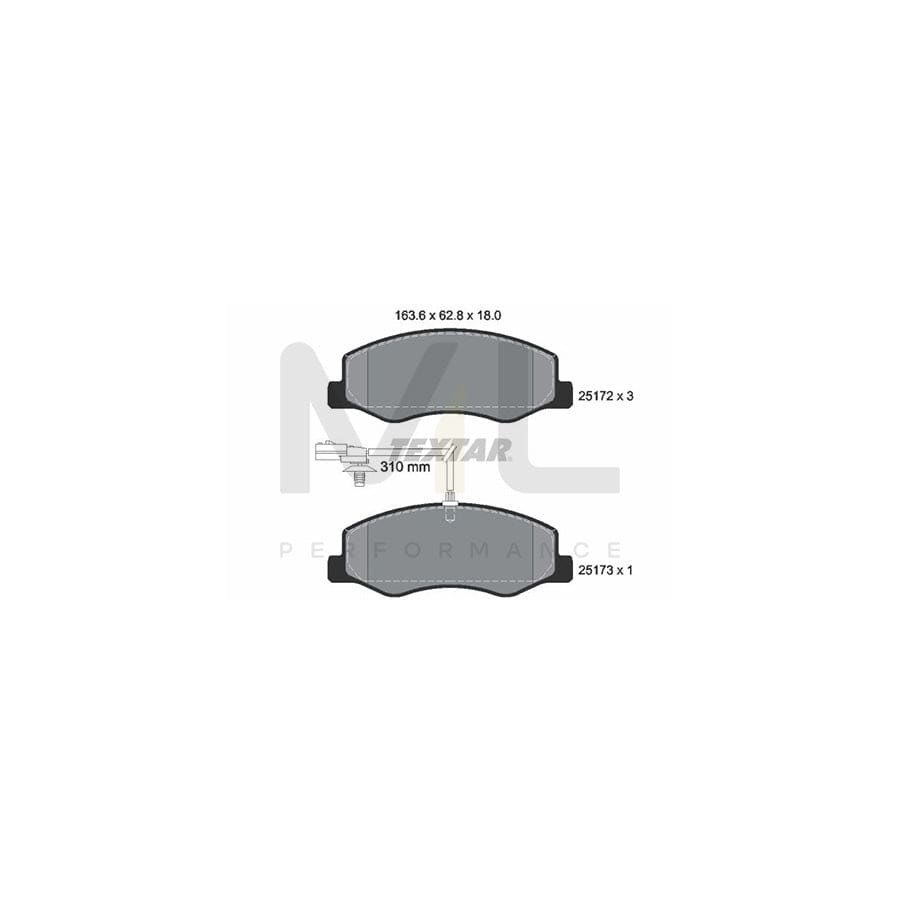 TEXTAR 2517201 Brake pad set with integrated wear warning contact | ML Performance Car Parts