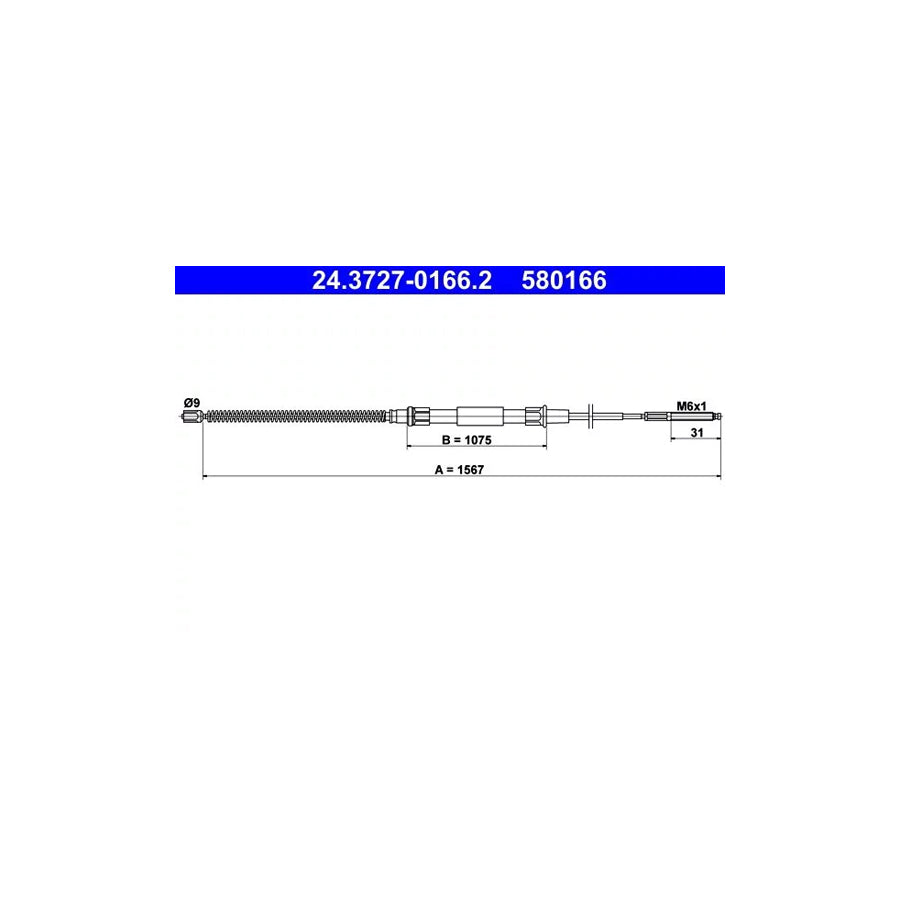 ATE 24.3727-0166.2 Hand Brake Cable