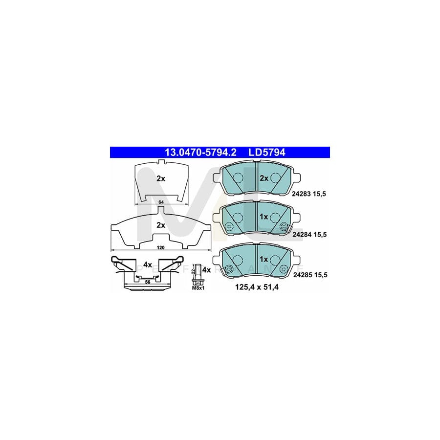 ATE 13.0470-5794.2 Brake pad set with acoustic wear warning, with brake caliper screws, with accessories | ML Performance Car Parts