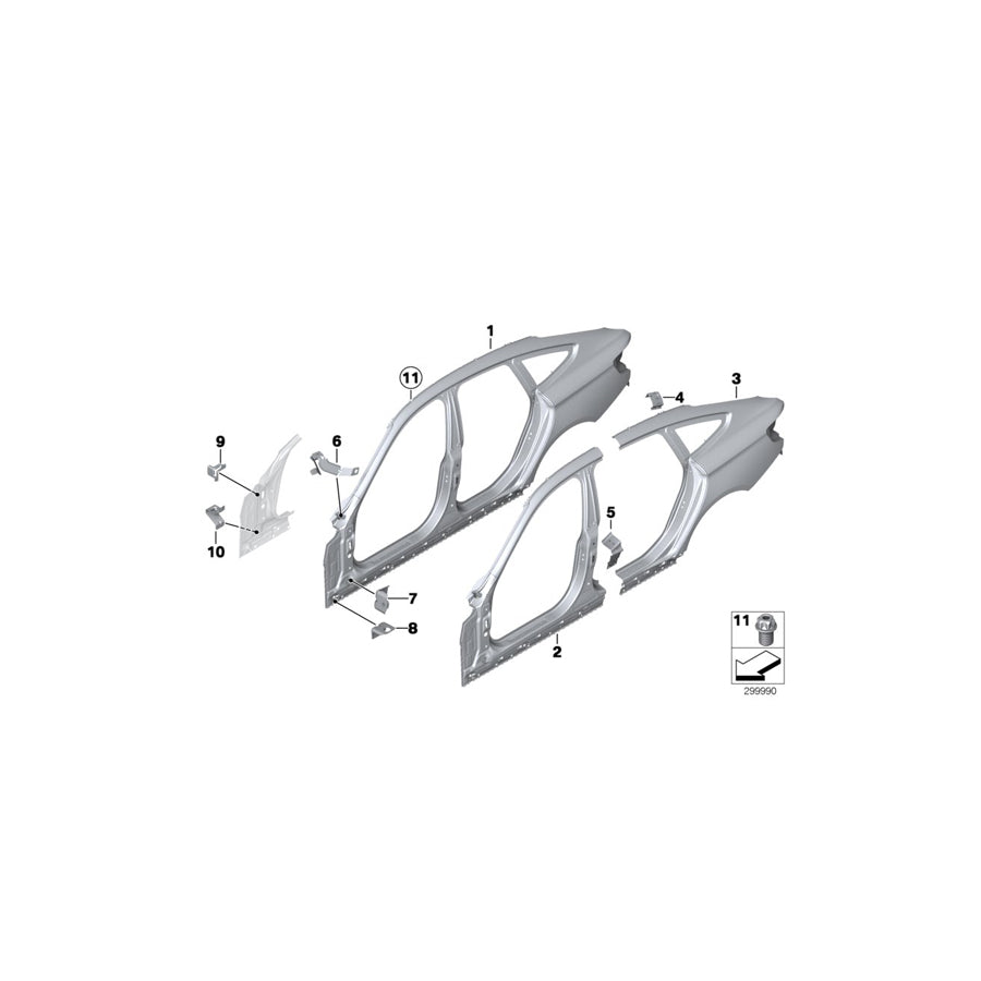 Genuine BMW 41217334025 Reinforcement Plate, D-Pillar, Left (Inc. 320iX, 340iX & 335i) | ML Performance UK