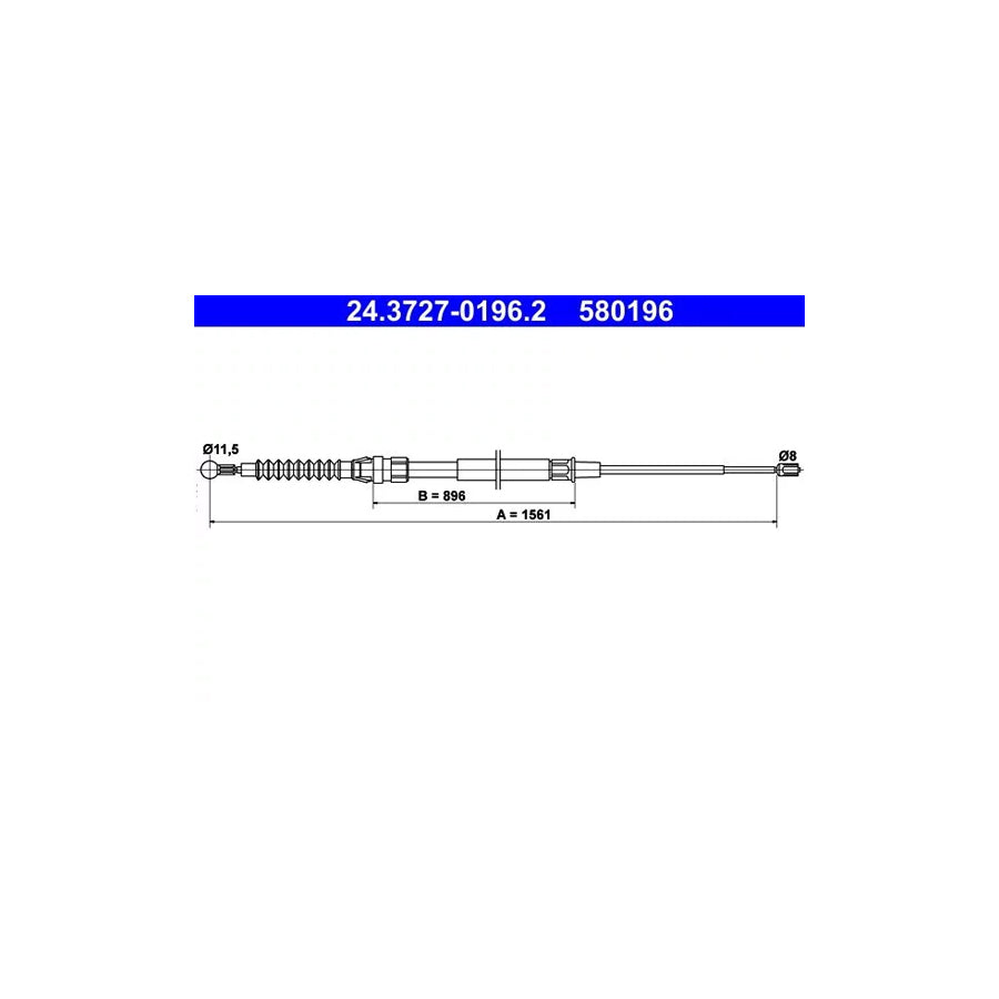 ATE 24.3727-0196.2 Hand Brake Cable For Vw Touran