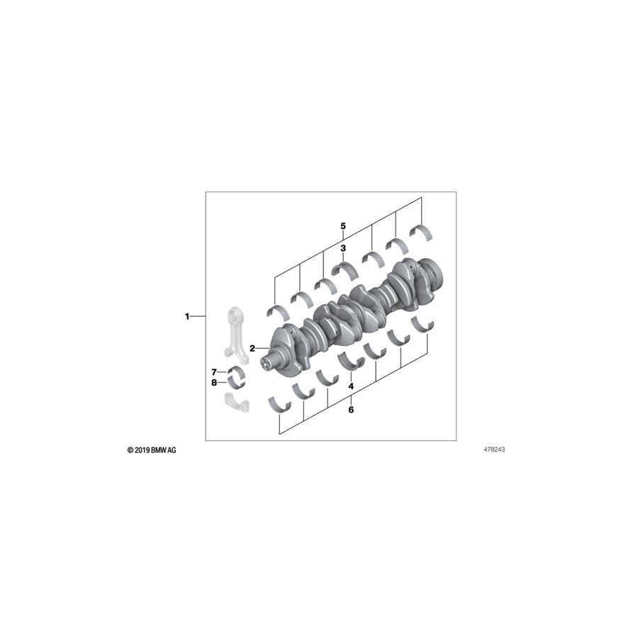 Genuine BMW 11217810447 E66 E92 E83 Guide-Bearing Shell White 59,50MM(+0,50) (Inc. X3 3.0d, X6 35dX & 635d) | ML Performance UK Car Parts