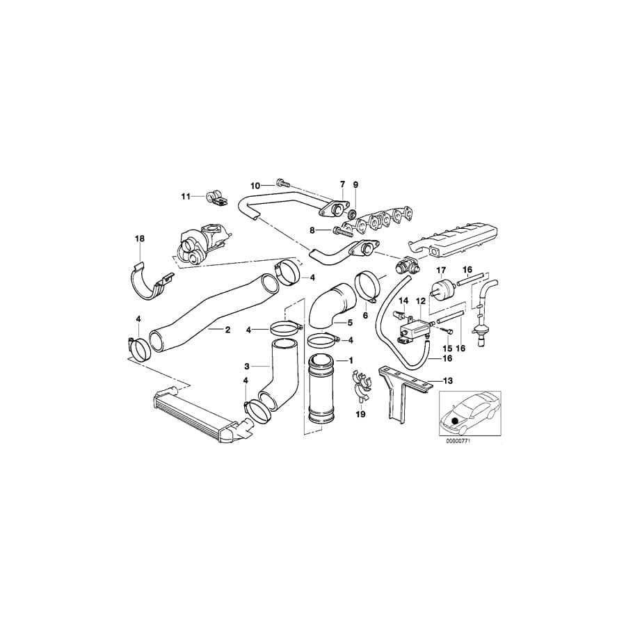 Genuine BMW 11612244923 E36 Charge Air Tube Bracket (Inc. 325tds) | ML Performance UK Car Parts