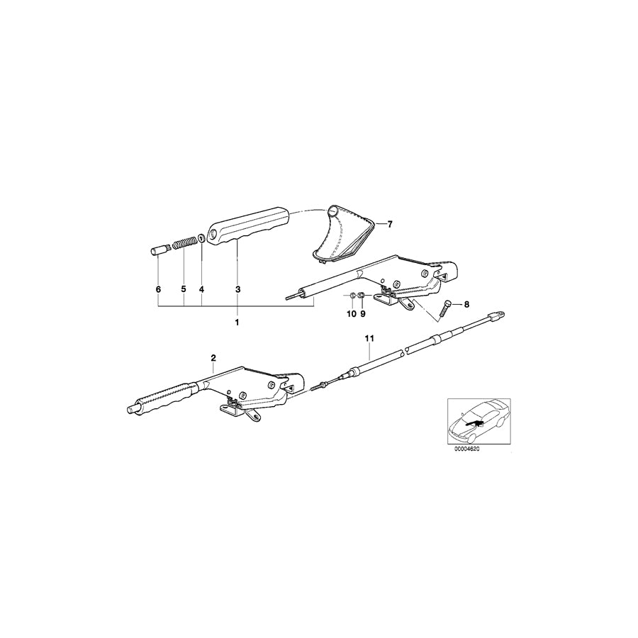 Genuine BMW 34401166054 E36 Hand Brake Bowden Cable (Inc. Z3) | ML Performance UK Car Parts