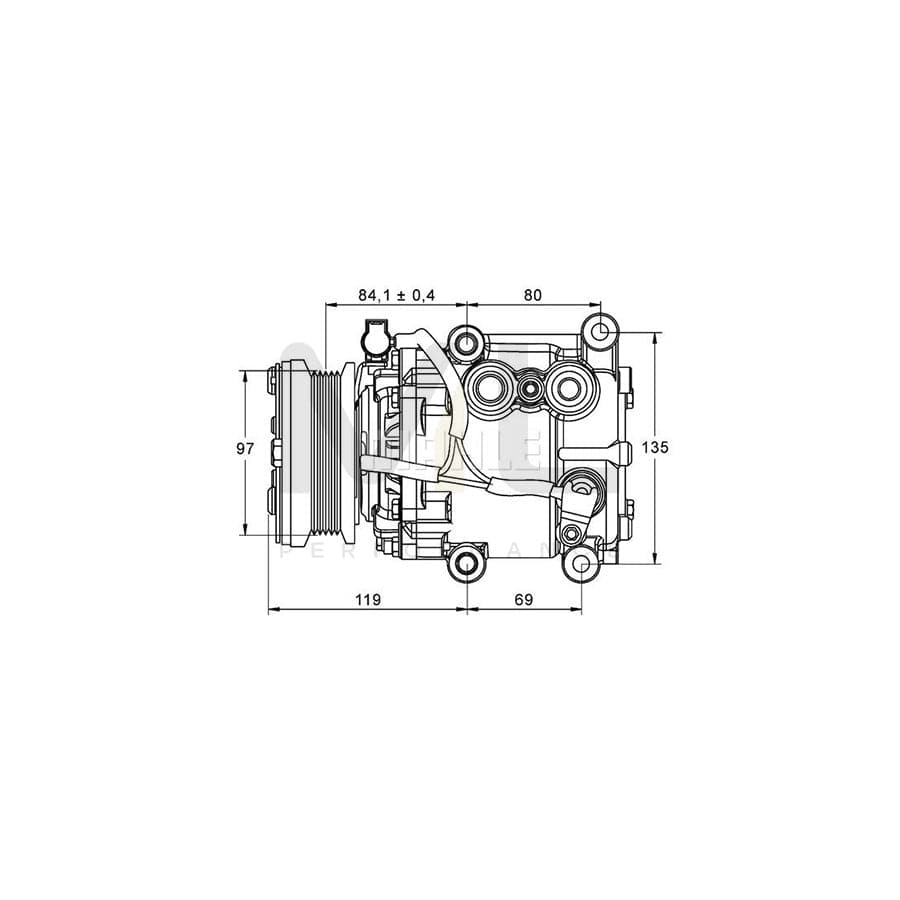 MAHLE ORIGINAL ACP 106 000P Compressor, air conditioning PAG 46, Refrigerant: R 134a, with seal ring | ML Performance Car Parts