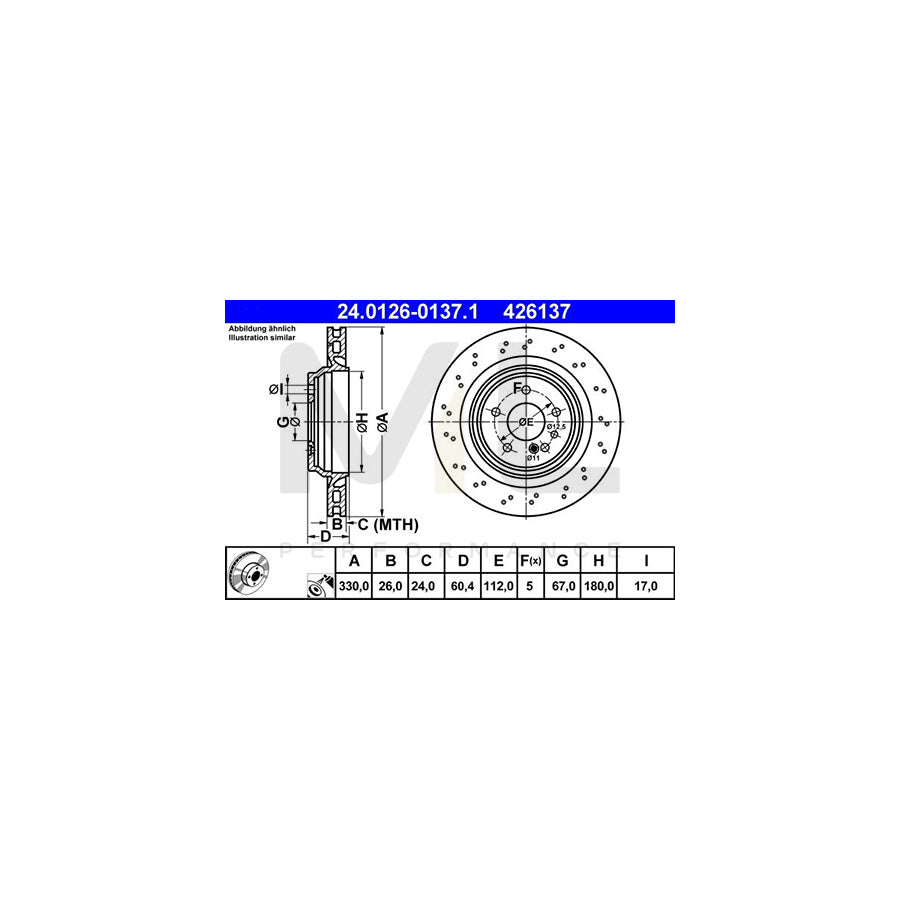 ATE 24.0126-0137.1 Brake Disc suitable for MERCEDES-BENZ S-Class Perforated / Vented, Coated, Alloyed / High-carbon | ML Performance Car Parts