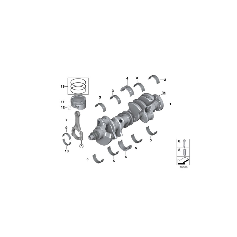 Genuine BMW 11217933649 G07 G14 G11 Guide-Bearing Shell Green 65,00MM (Inc. M850iX, X6 M50iX & 750LiX) | ML Performance UK Car Parts