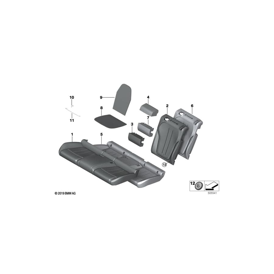 Genuine BMW 52207379005 F16 Cover, Backrest, Leather, Center Upper LCD1 KORALLROT (Inc. X6) | ML Performance UK Car Parts