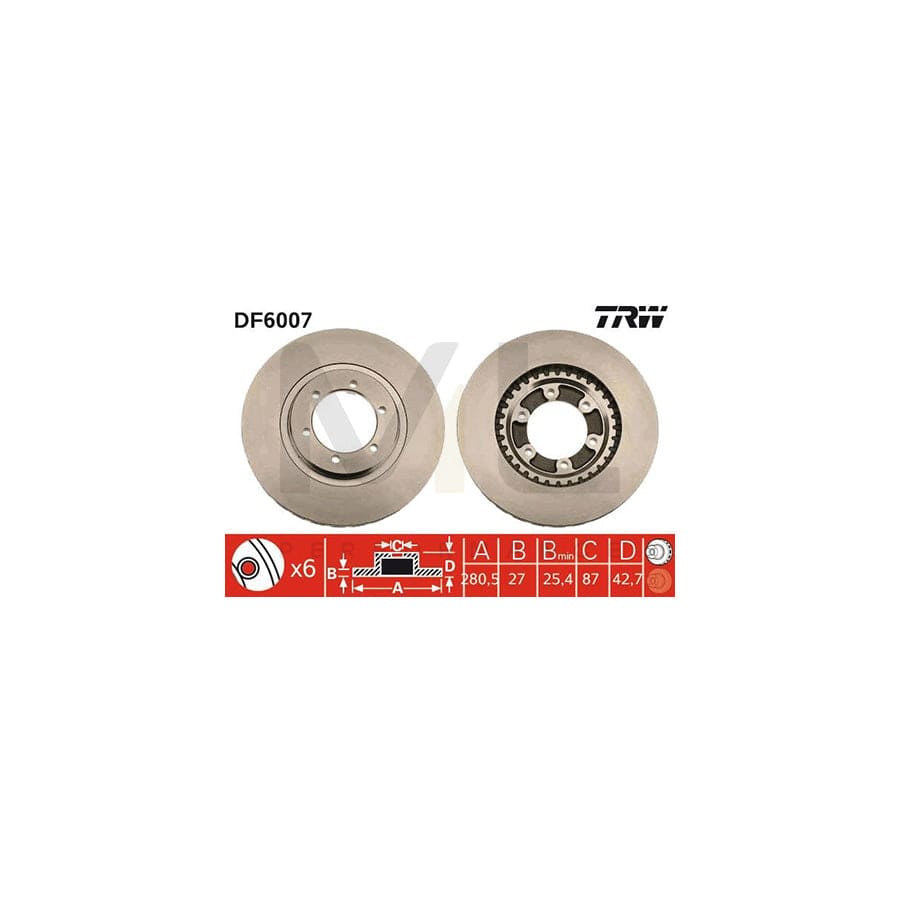 TRW DF6007 Brake Disc for HYUNDAI TERRACAN Vented | ML Performance Car Parts