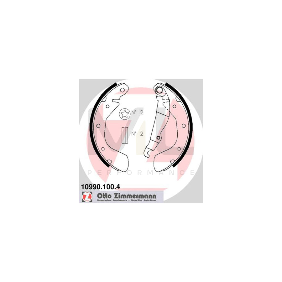 ZIMMERMANN 10990.100.4 Brake Shoe Set with tensioner element, Photo corresponds to scope of supply, with lever | ML Performance Car Parts