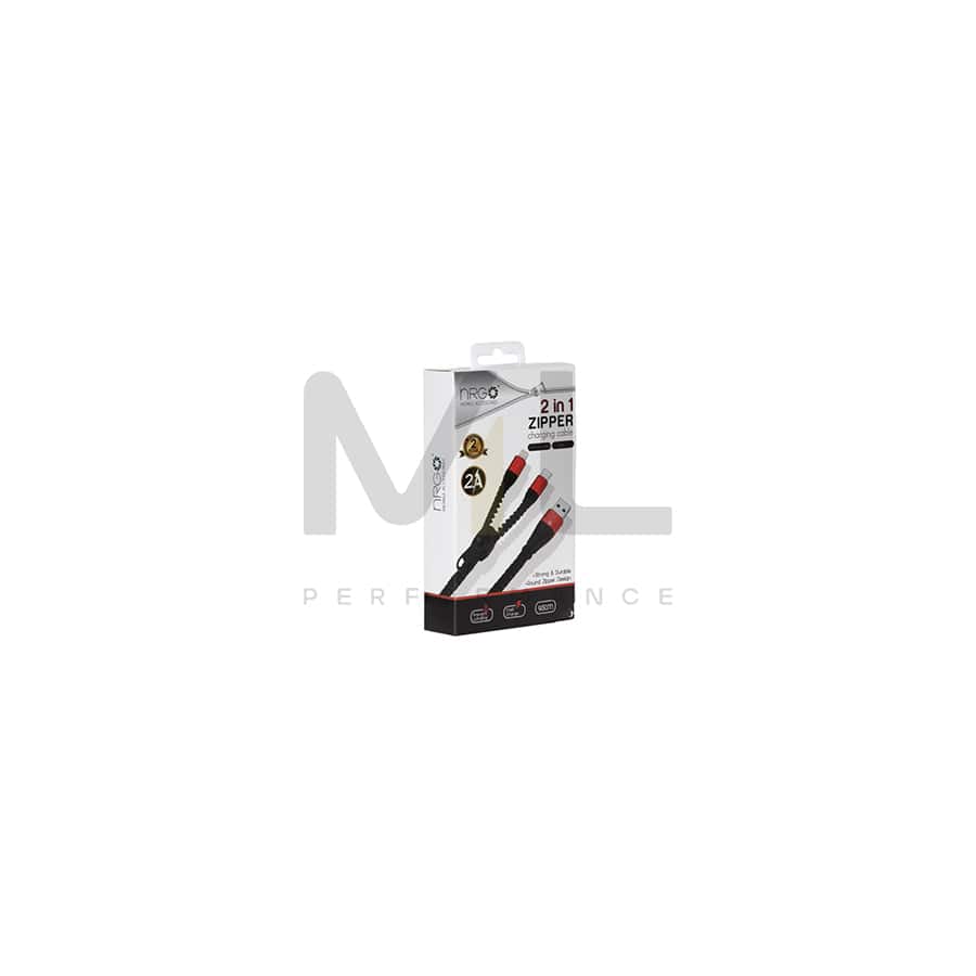 NRG 2 in 1 Zipper Charging Cable | ML Performance UK Car Parts