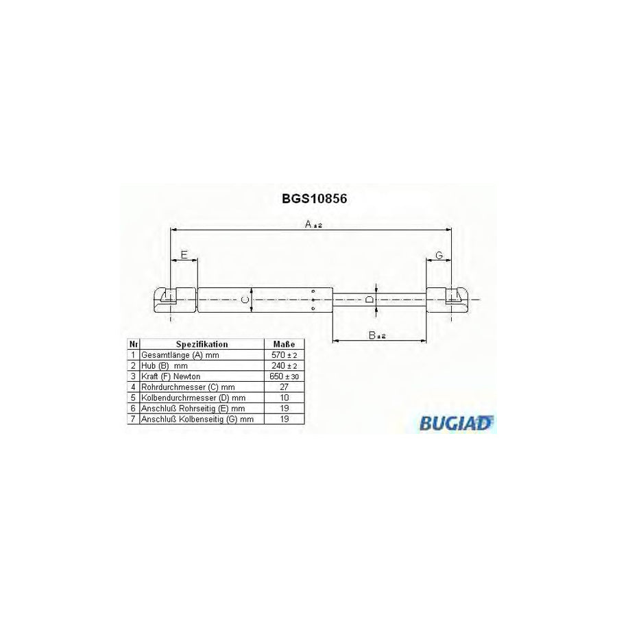 Bugiad BGS10856 Tailgate Strut For Hyundai Trajet (Fo)