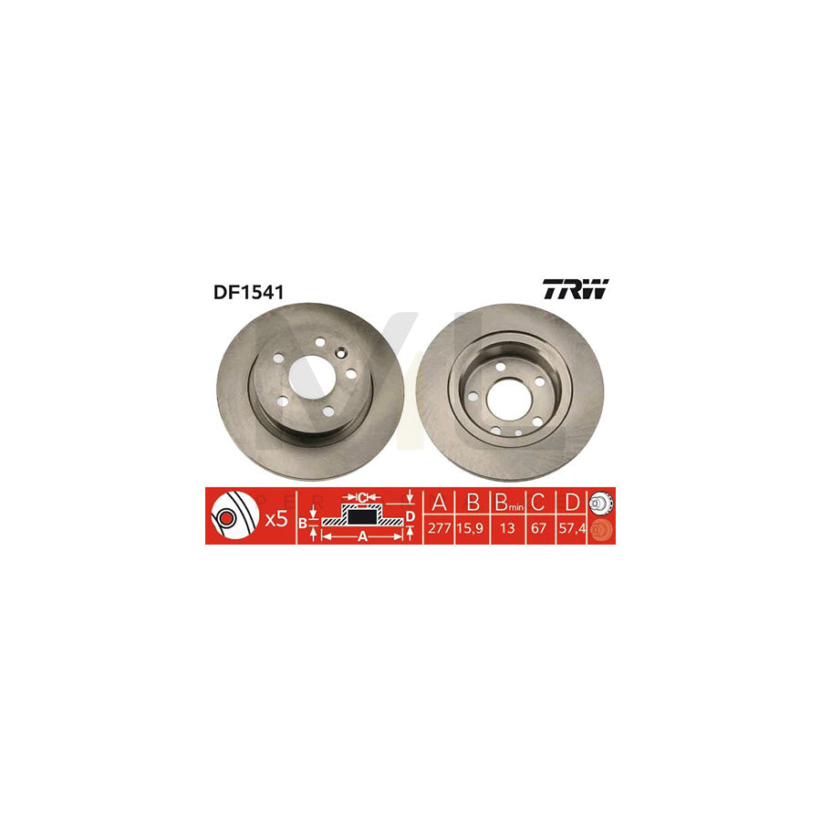 TRW DF1541 Brake Disc for Solid | ML Performance Car Parts